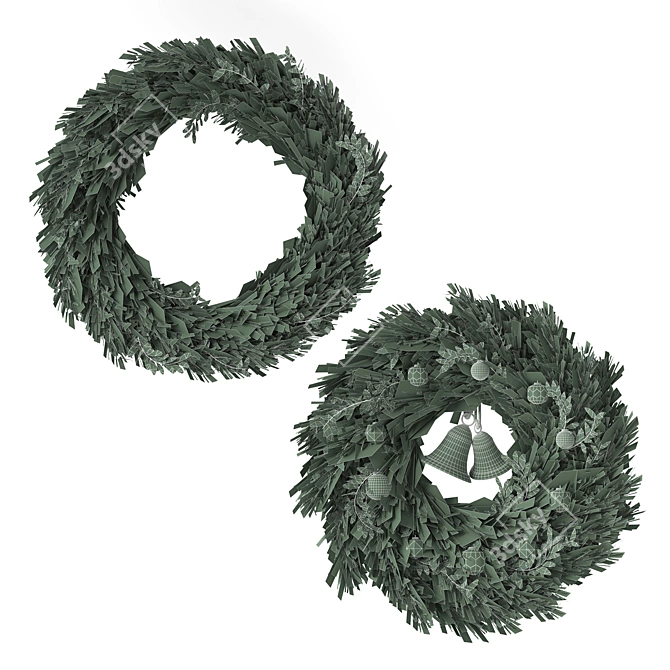 Festive Holiday Wreaths 3D model image 4