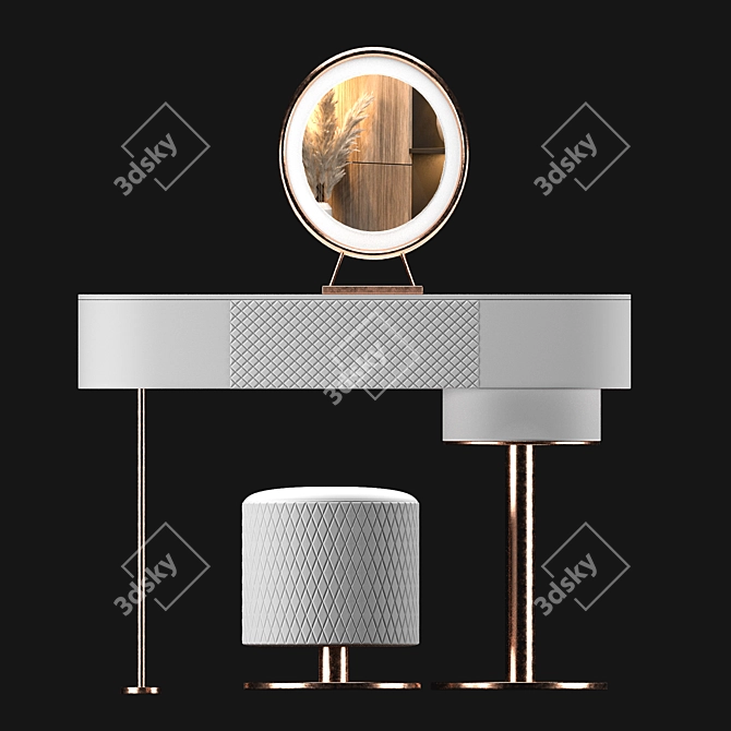 Modern Vanity Table with Mirror 3D model image 2