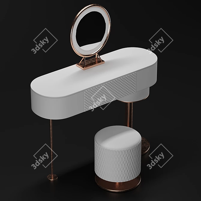 Modern Vanity Table with Mirror 3D model image 3