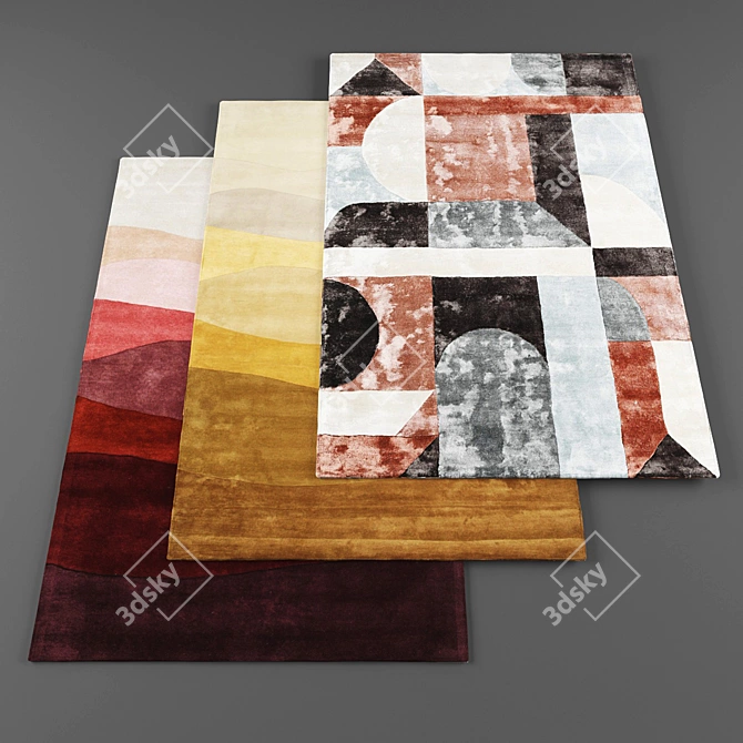 Vibrant Rug Collection: 5 Textured Carpets 3D model image 1