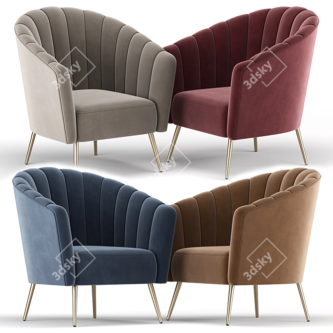 Cozy Elegance: Hurwitz Barrel Chair 3D model image 4