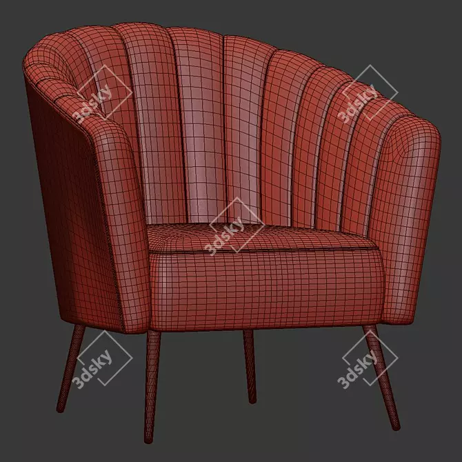 Cozy Elegance: Hurwitz Barrel Chair 3D model image 3