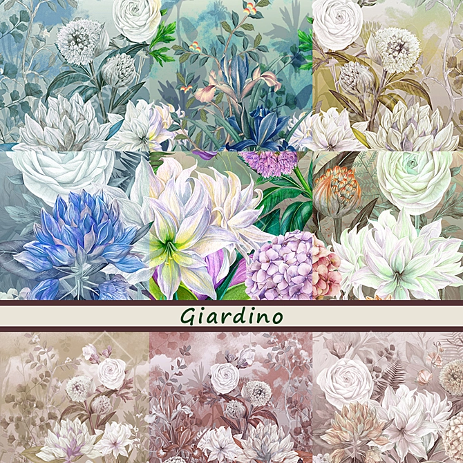 Eternal Beauty: Giardino Designer Wallpaper 3D model image 1