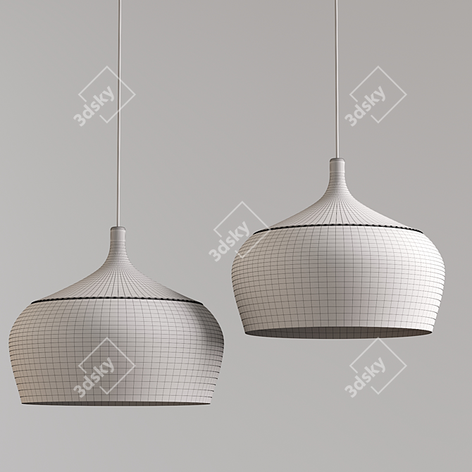 Wood and Aluminum Pendant Lights 3D model image 2