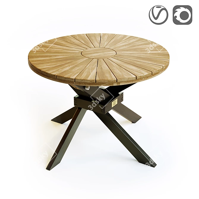 Foldable Acacia Garden Coffee Table 3D model image 1