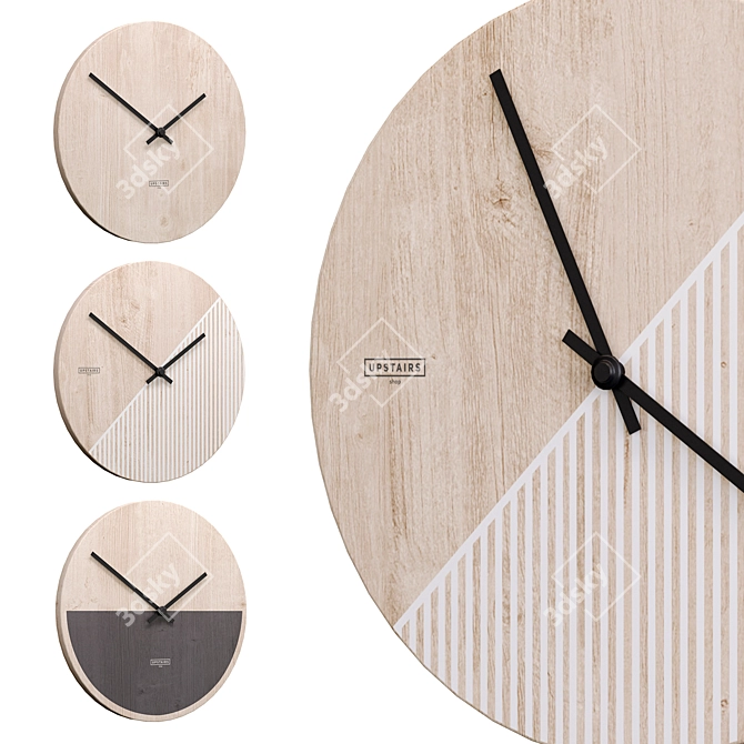 Stylish Upstairs Wall Clock 3D model image 1