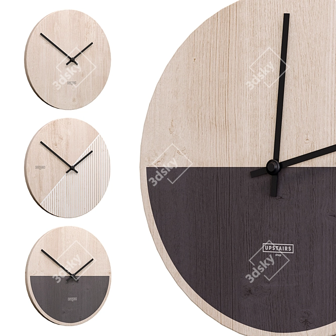 Stylish Upstairs Wall Clock 3D model image 2