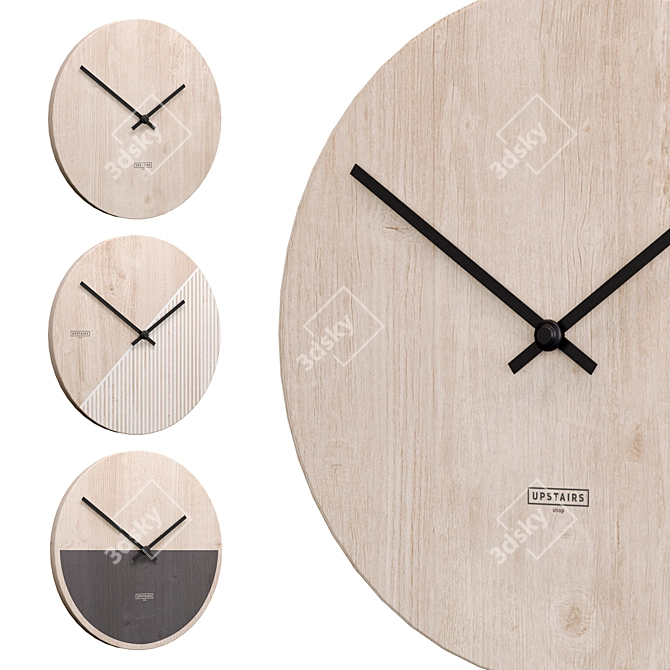 Stylish Upstairs Wall Clock 3D model image 3