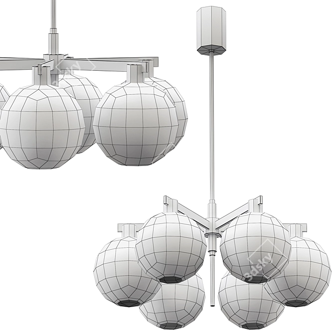 Elegant Globe Pendant Chandelier 3D model image 2