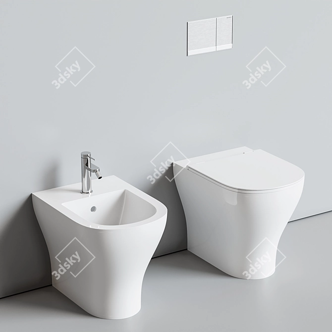 Hatria Beat: Ceramic Toilet, Bidet & Flush Plate 3D model image 1