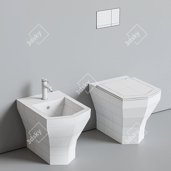 Hatria Beat: Ceramic Toilet, Bidet & Flush Plate 3D model image 5