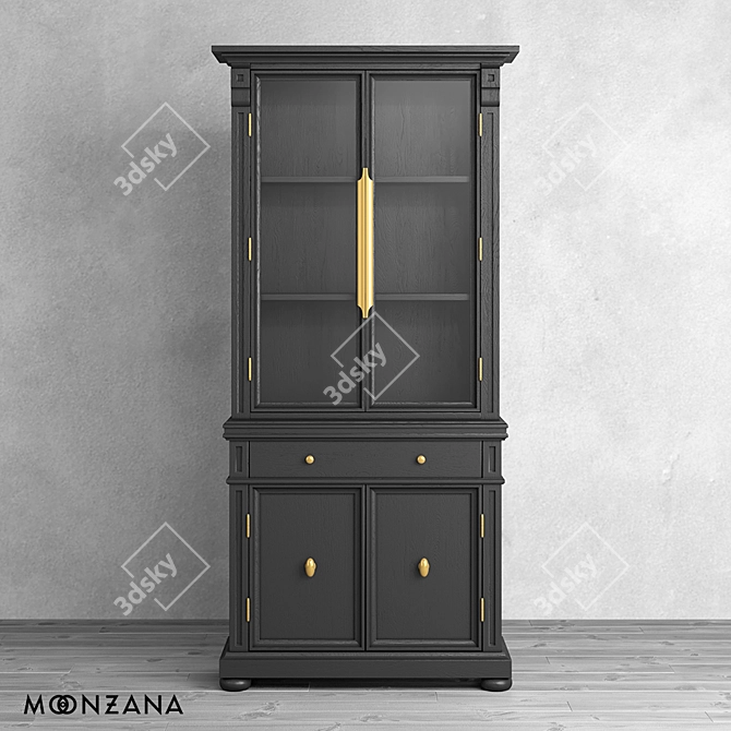 Oldfashion Oak Wood Sideboard 3D model image 2