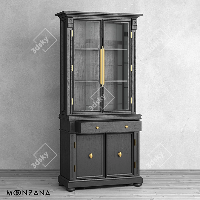 Oldfashion Oak Wood Sideboard 3D model image 4