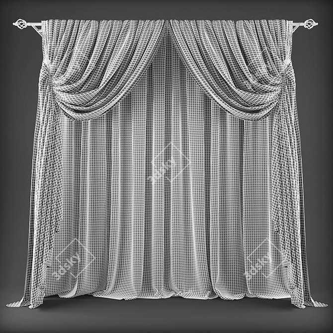 Polyester Curtains - 98738 Polys, 101315 Verts 3D model image 2