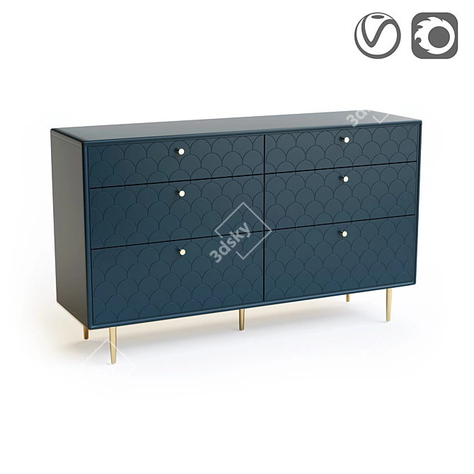 Vintage Luxore Chest of Drawers 3D model image 1