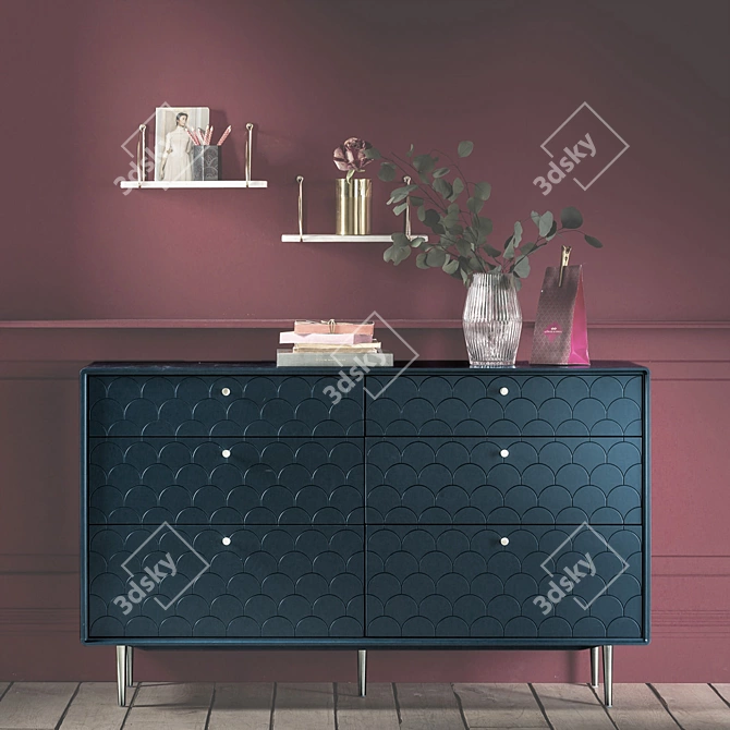 Vintage Luxore Chest of Drawers 3D model image 4