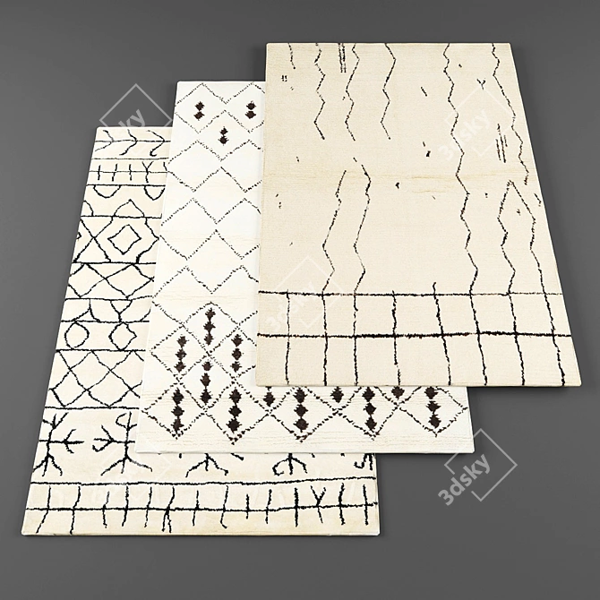 Modern Rugs Set - 4 Pieces | High-Quality Textures! 3D model image 1