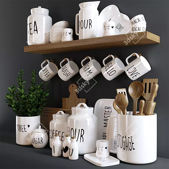 Elegant Kitchen Decor Set 3D model image 2