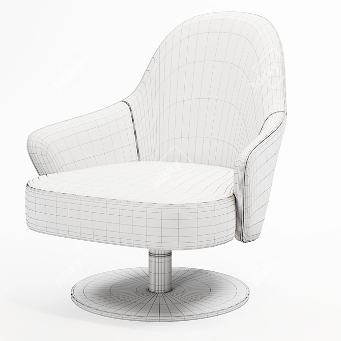 Elegant Swivel Armchair: Ludwig 3D model image 3