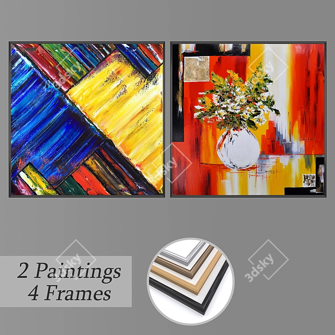 Contemporary Wall Art Set 3D model image 1