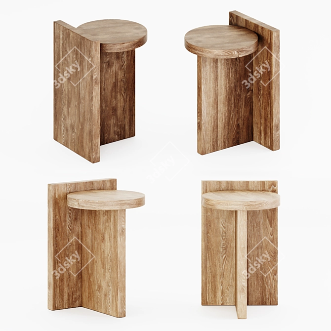 Modern Oak Taco Chair 3D model image 1