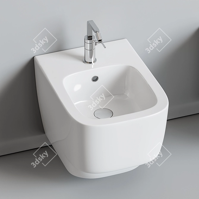 Hatria Fusion: Sleek Ceramic Toilet & Bidet Set 3D model image 4