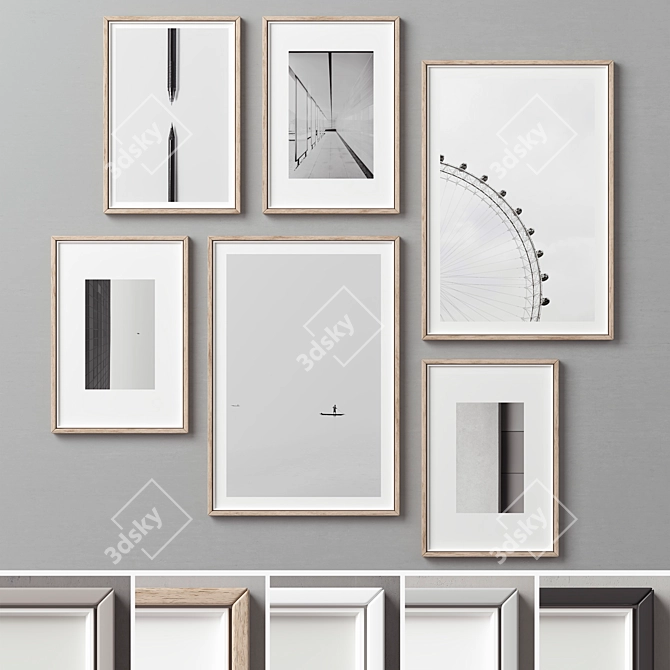 Multi-Framed Picture Set: 6 Frames, 5 Styles 3D model image 1