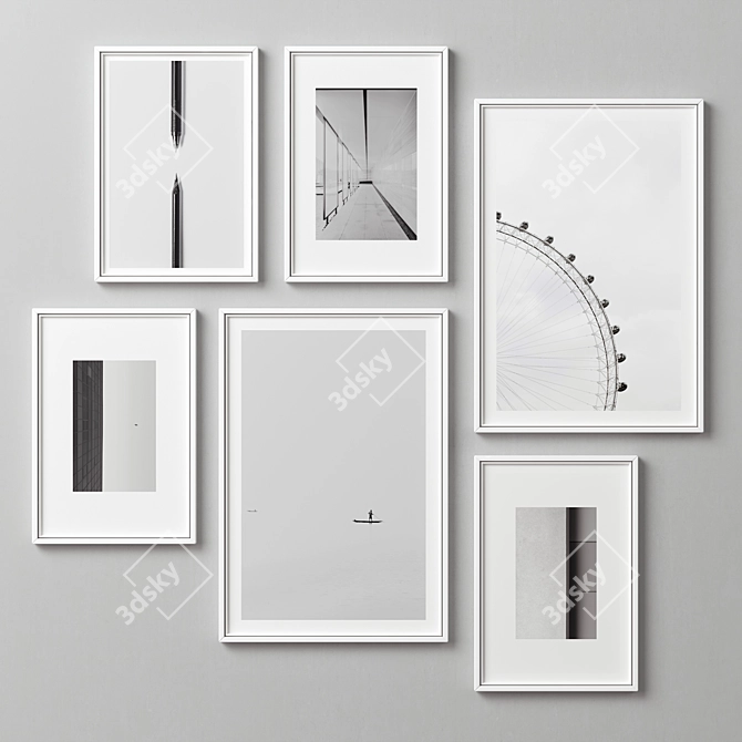 Multi-Framed Picture Set: 6 Frames, 5 Styles 3D model image 2
