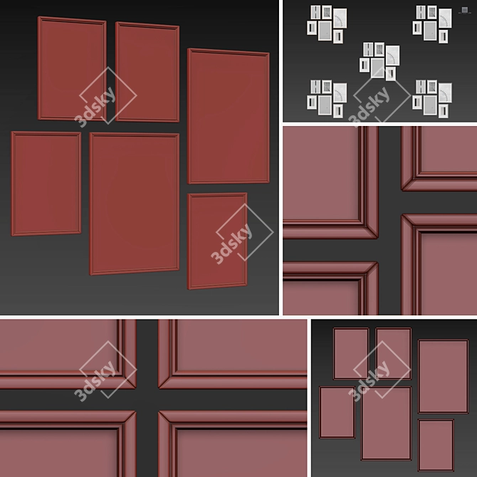 Multi-Framed Picture Set: 6 Frames, 5 Styles 3D model image 5