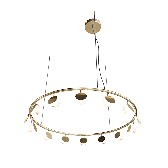 Golden Shell Pendant Chandelier 3D model image 2