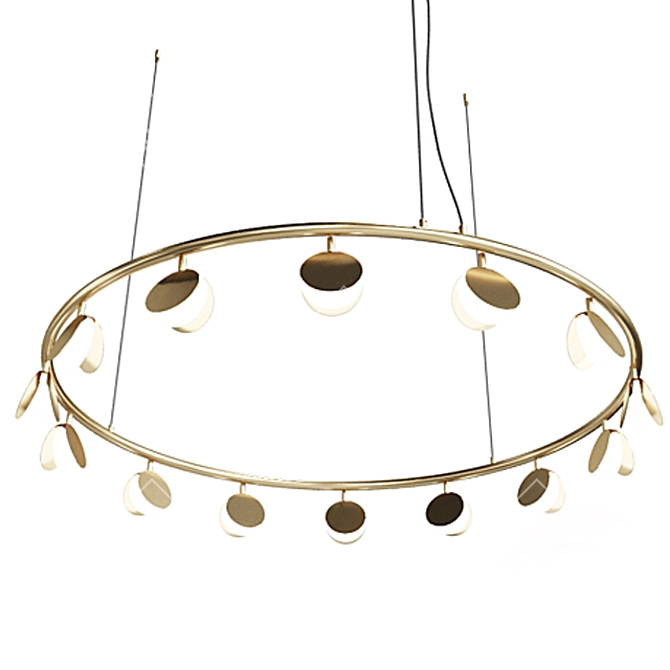 Golden Shell Pendant Chandelier 3D model image 3