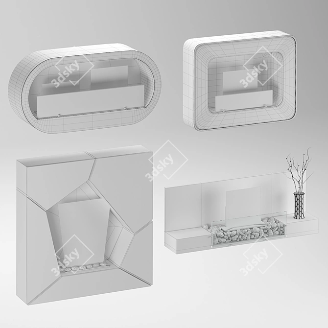 Luxury Light: Wall-mounted Biofireplace 3D model image 5
