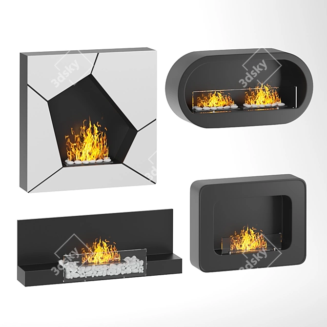 Luxury Light: Wall-mounted Biofireplace 3D model image 6