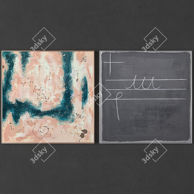 Modern Art Frames: Set of 2 3D model image 1