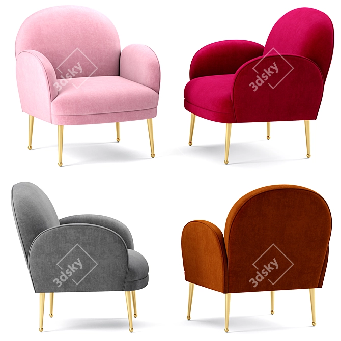Glamorous Mauve Velvet Chair 3D model image 1