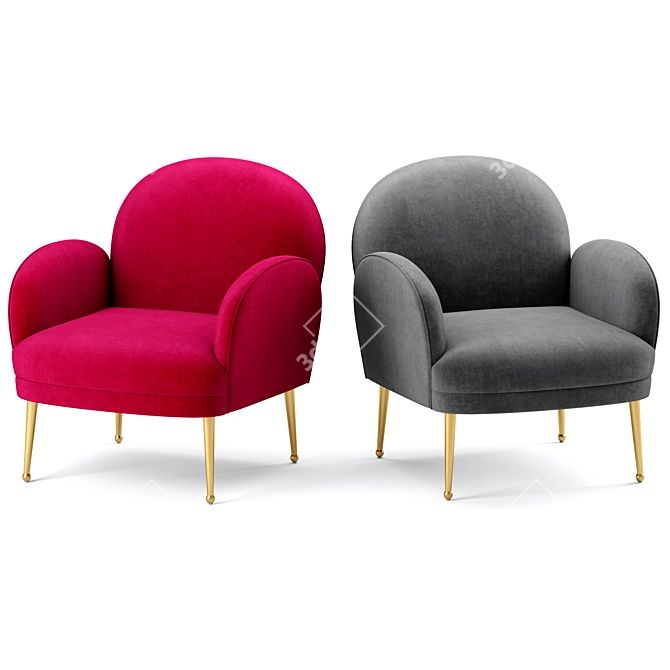 Glamorous Mauve Velvet Chair 3D model image 2