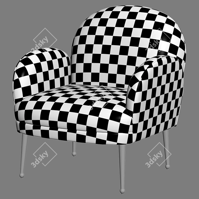 Glamorous Mauve Velvet Chair 3D model image 3