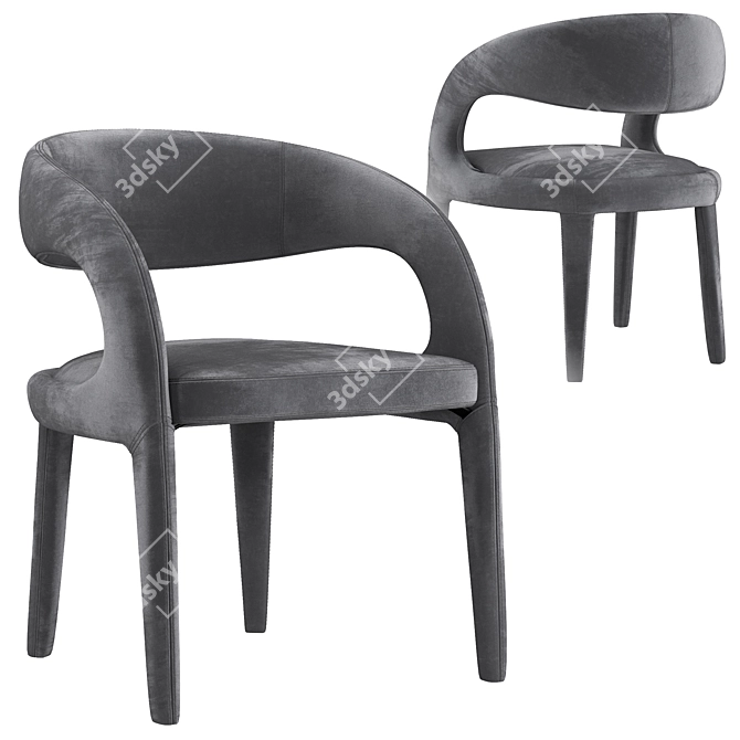 Elegant Charcoal Velvet Dining Chair 3D model image 1