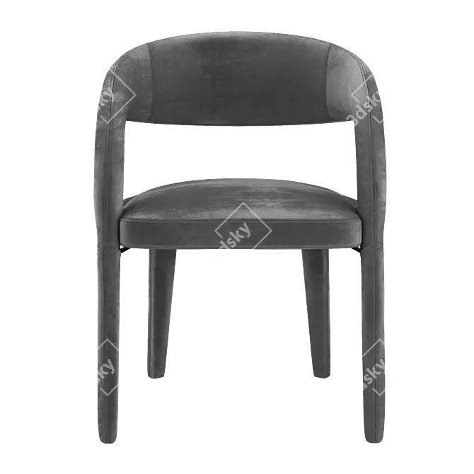 Elegant Charcoal Velvet Dining Chair 3D model image 3