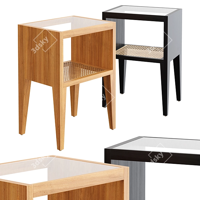 Zara Home Wooden Bedside Table | Natural & Black Wood | 38x55x30 cm 3D model image 1