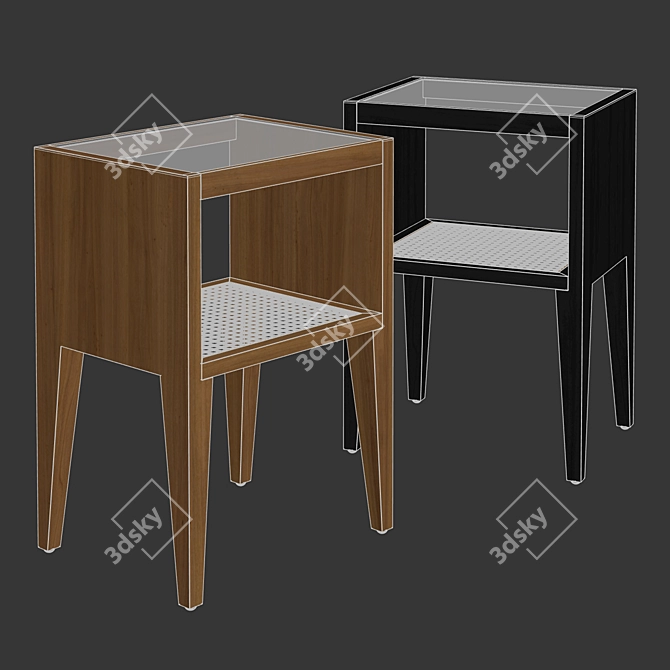 Zara Home Wooden Bedside Table | Natural & Black Wood | 38x55x30 cm 3D model image 3