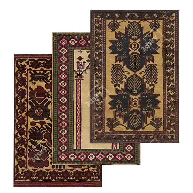 Title: 1966 Vintage Carpets Set 3D model image 1