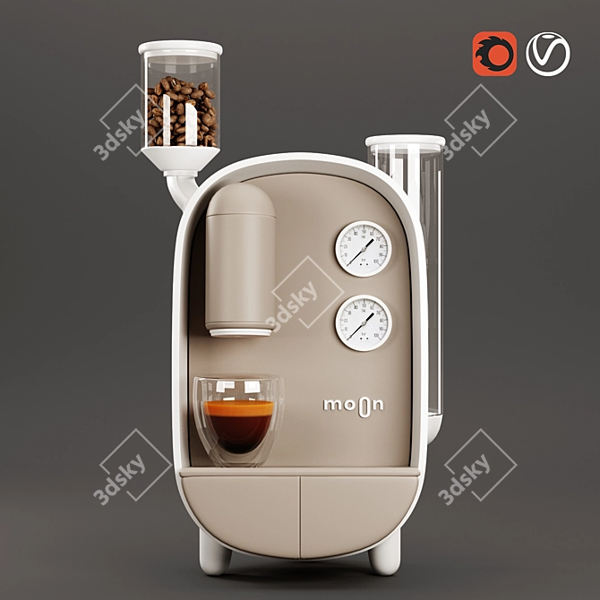 Celestial Brew: Moon Coffee Maker 3D model image 1