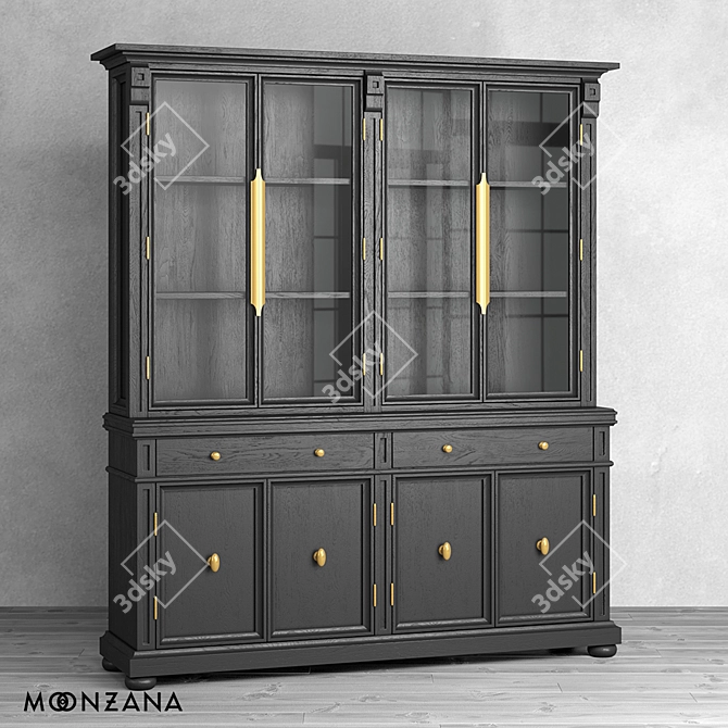 Vintage Oak Sideboard Moonzana 3D model image 1