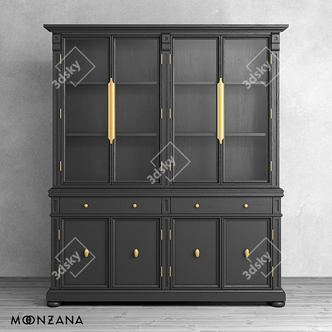 Vintage Oak Sideboard Moonzana 3D model image 2