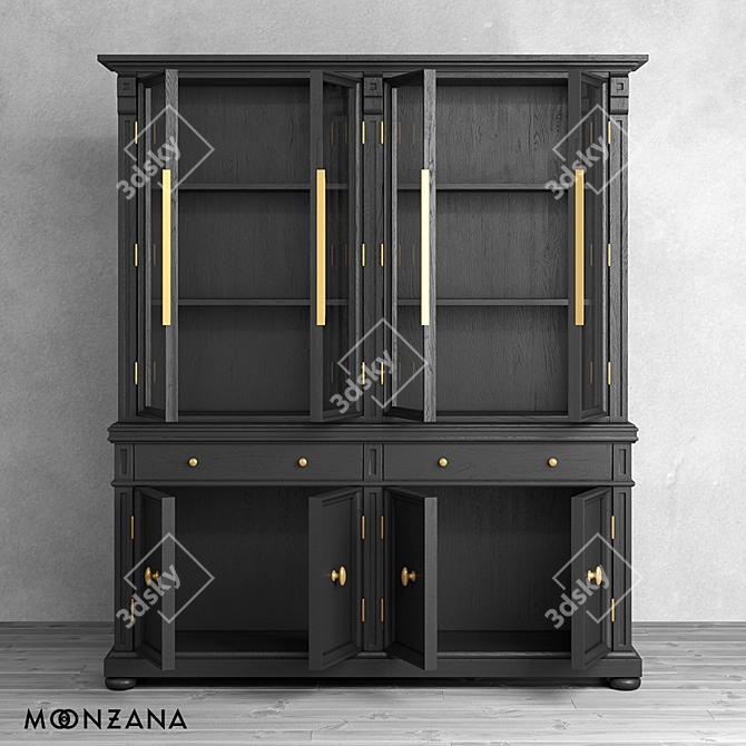 Vintage Oak Sideboard Moonzana 3D model image 3