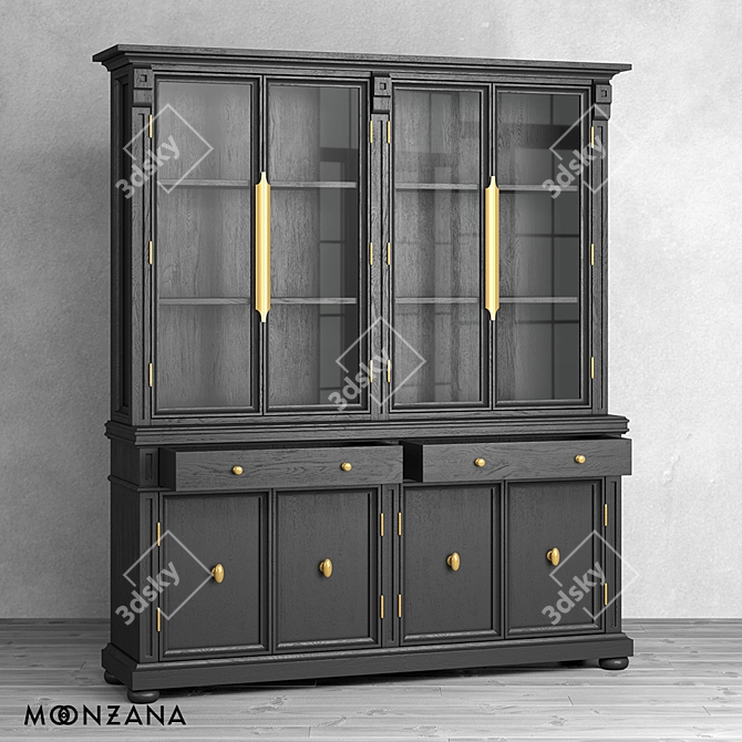 Vintage Oak Sideboard Moonzana 3D model image 4