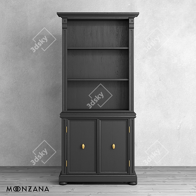 Vintage Oak Bookcase Moonzana 3D model image 2