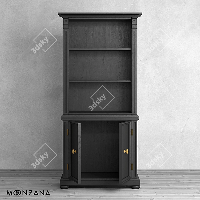 Vintage Oak Bookcase Moonzana 3D model image 3