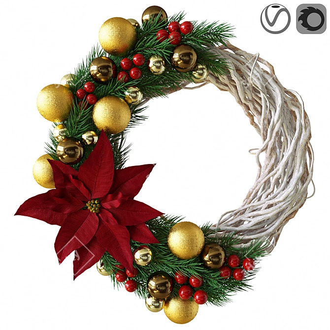 Festive Christmas Wreath 3D model image 1